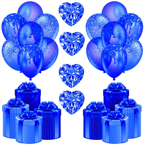 Royal Blue Balloons and Presents Half Sheet