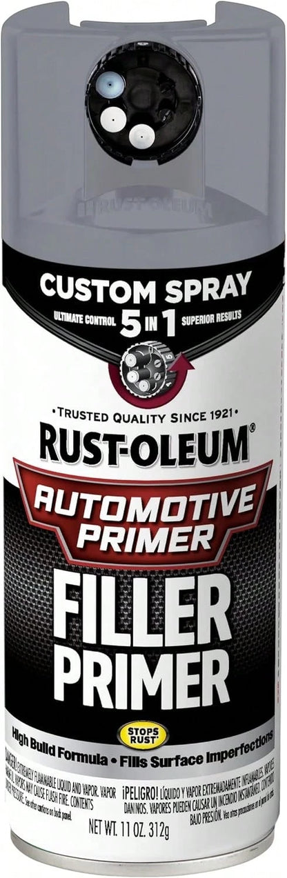 Rust-Oleum Automotive Filler Primer Custom Spray 5-In-1, 12 Oz, Gray
