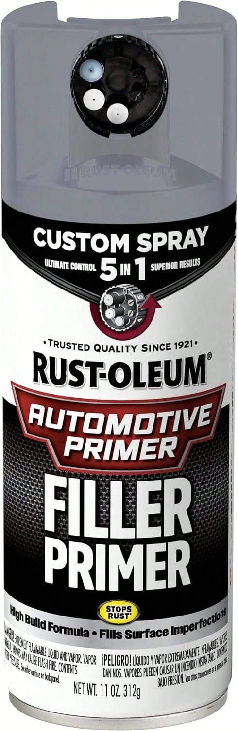 Rust-Oleum Automotive Filler Primer Custom Spray 5-In-1, 12 Oz, Gray
