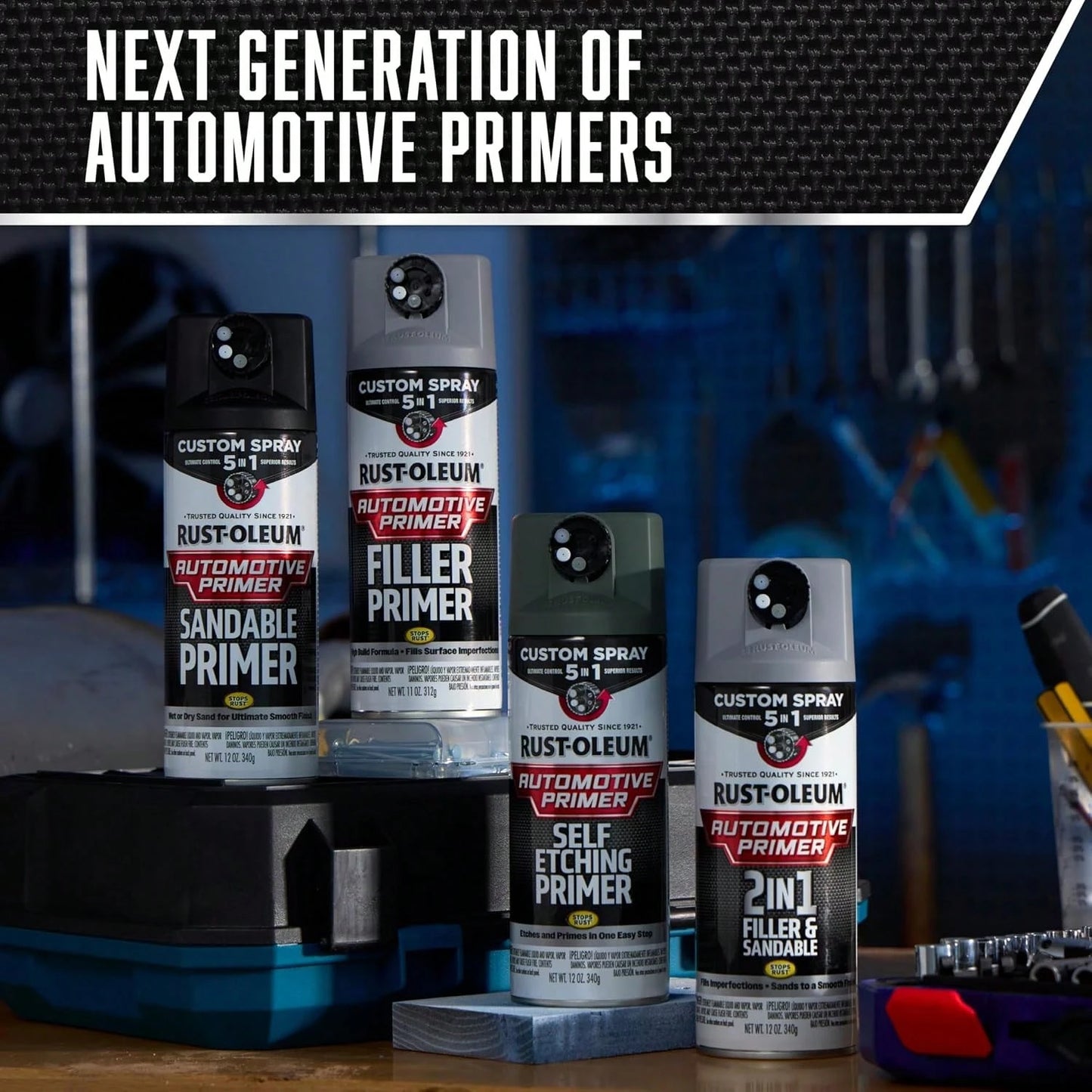 Rust-Oleum Automotive Filler Primer Custom Spray 5-In-1, 12 Oz, Gray