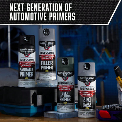 Rust-Oleum Automotive Filler Primer Custom Spray 5-In-1, 12 Oz, Gray