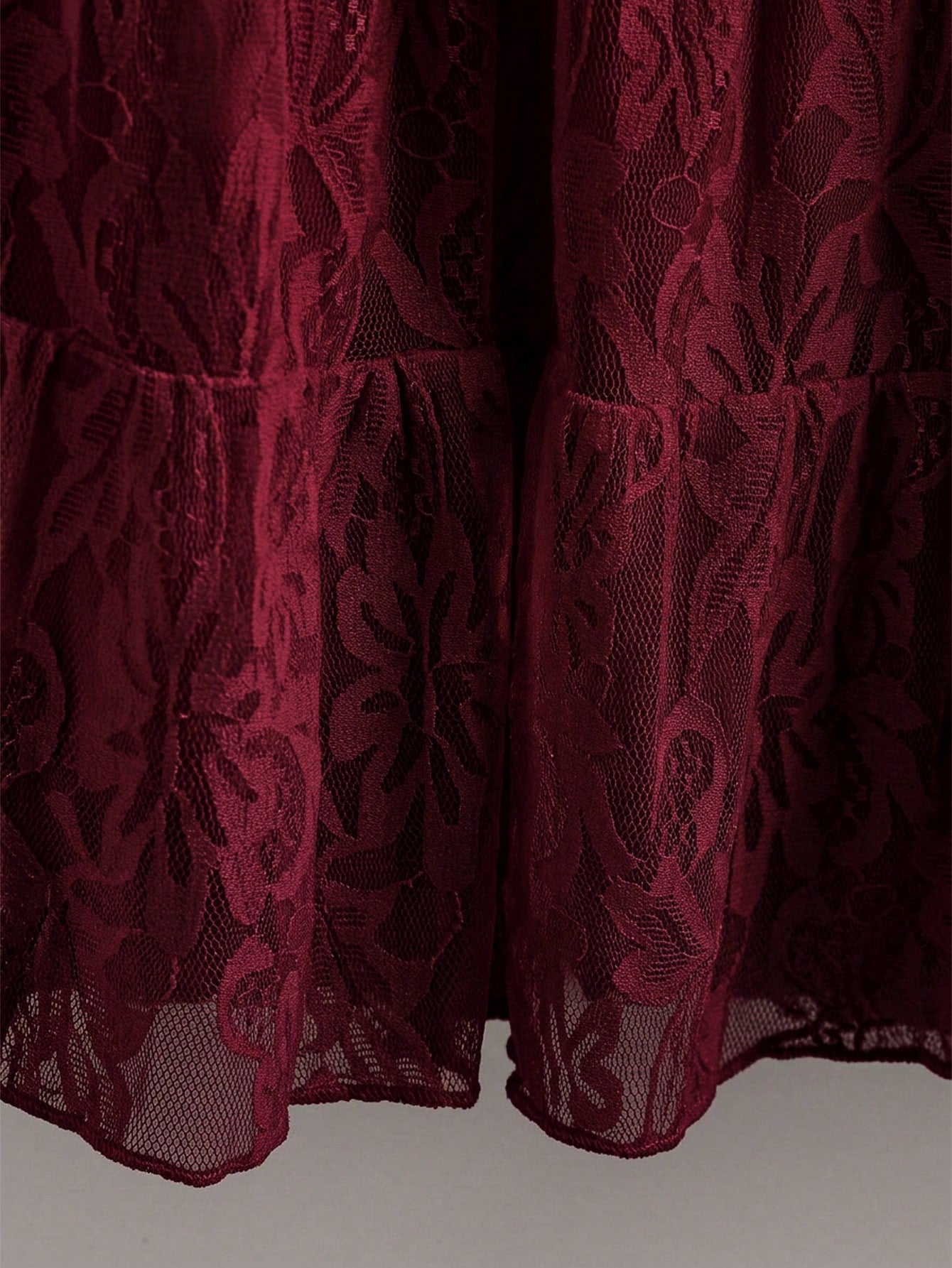 Rusticease Plus Size Women's Solid Color Ruffle Trim Half Sleeve Round Neck Draped Top Evening Burgundy Summer Elegant Fall Clothes Country Clothing