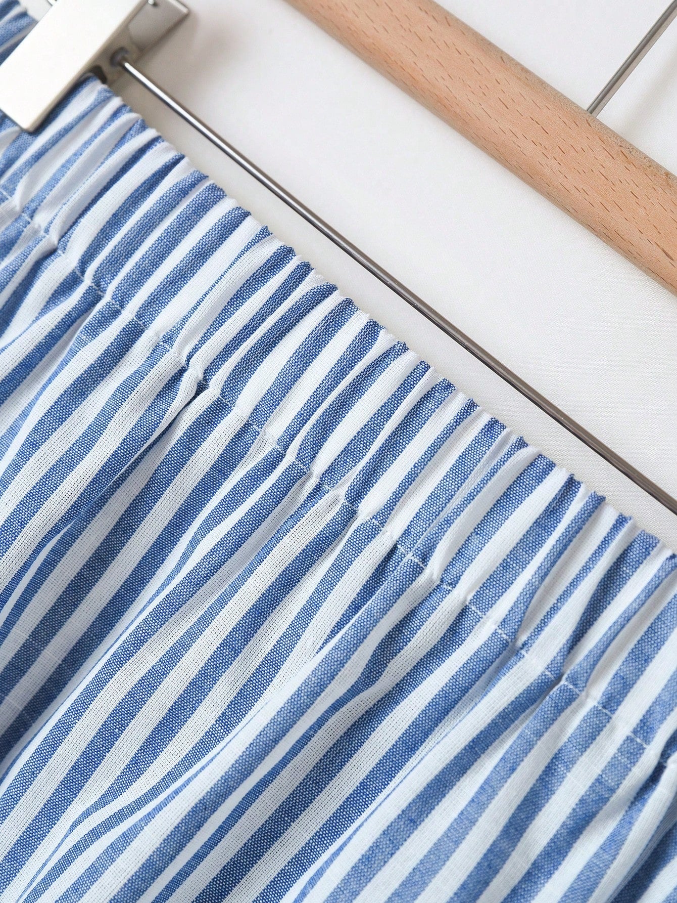 Rusticease Women's Elastic Waist Vertical Striped Casual Skirt, Summer Bali Holiday Vacation Blue And White Stripe
