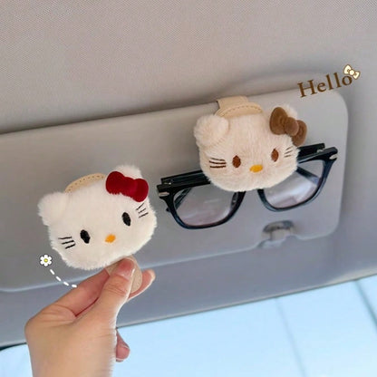 SANRIO 1Pc Cartoon Car Glasses Clip Car Interior Fashion Glasses Clip Holder Sunscreen Storage Magnetic Super Cute