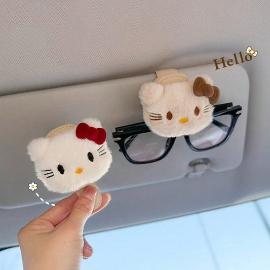 SANRIO 1Pc Cartoon Car Glasses Clip Car Interior Fashion Glasses Clip Holder Sunscreen Storage Magnetic Super Cute