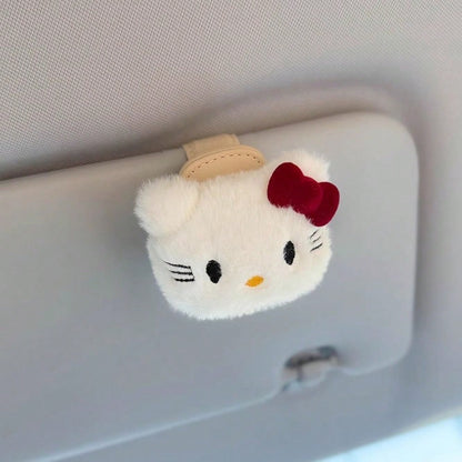 SANRIO 1Pc Cartoon Car Glasses Clip Car Interior Fashion Glasses Clip Holder Sunscreen Storage Magnetic Super Cute
