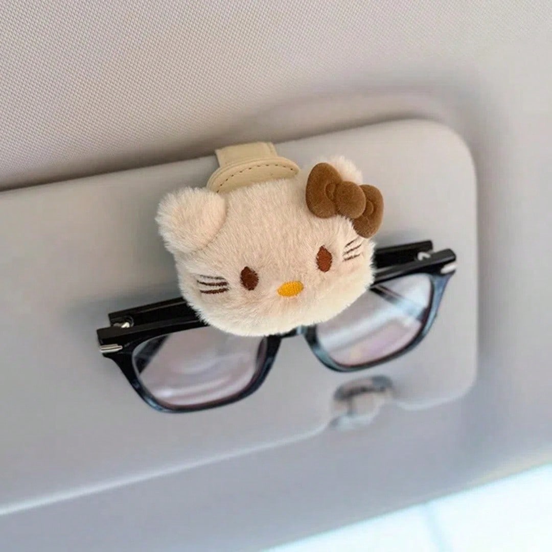 SANRIO 1Pc Cartoon Car Glasses Clip Car Interior Fashion Glasses Clip Holder Sunscreen Storage Magnetic Super Cute