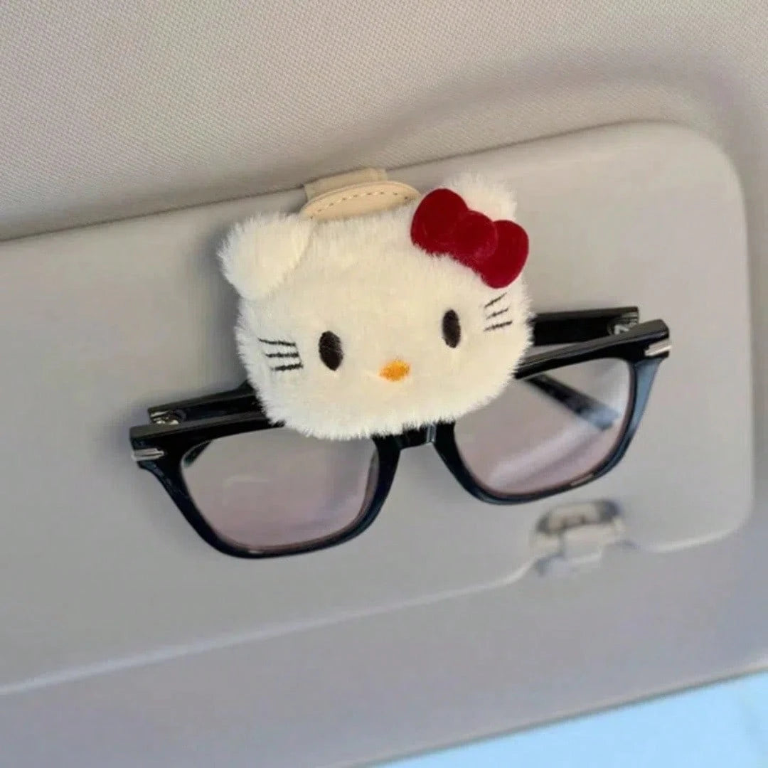 SANRIO 1Pc Cartoon Car Glasses Clip Car Interior Fashion Glasses Clip Holder Sunscreen Storage Magnetic Super Cute
