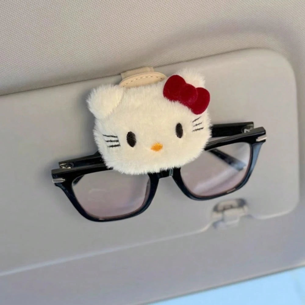 SANRIO 1Pc Cartoon Car Glasses Clip Car Interior Fashion Glasses Clip Holder Sunscreen Storage Magnetic Super Cute