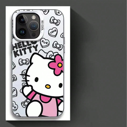 SANRIO 1pc Cute Bear Bow Print Shockproof Phone Cover, Electroplated Color Frame Anti-Drop Protective Cover Compatible With IPhone17/16/15/14/13/12/11 Pro Plus XR XS 8 SE, Y2K Unisex Accessory, Daily