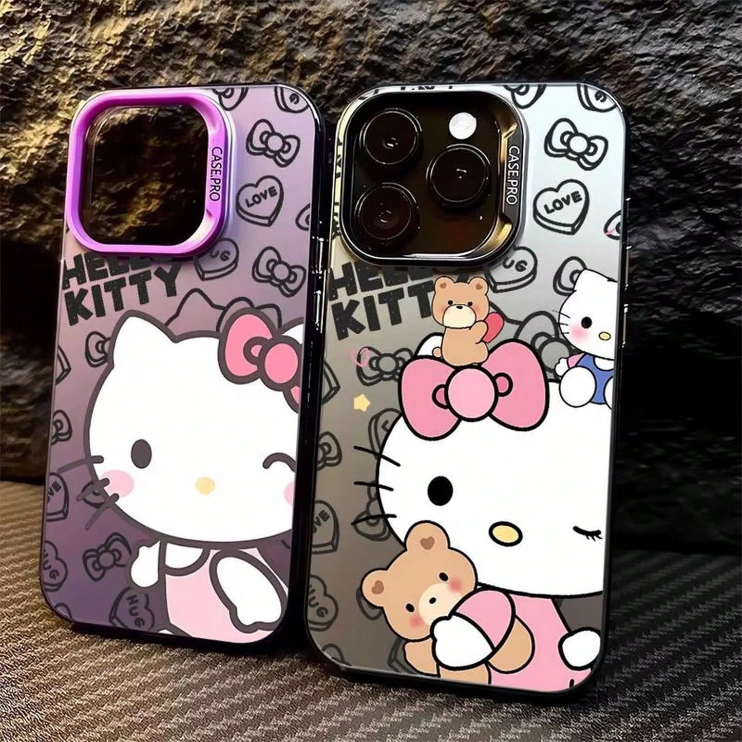 SANRIO 1pc Cute Bear Bow Print Shockproof Phone Cover, Electroplated Color Frame Anti-Drop Protective Cover Compatible With IPhone17/16/15/14/13/12/11 Pro Plus XR XS 8 SE, Y2K Unisex Accessory, Daily