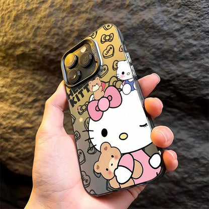 SANRIO 1pc Cute Bear Bow Print Shockproof Phone Cover, Electroplated Color Frame Anti-Drop Protective Cover Compatible With IPhone17/16/15/14/13/12/11 Pro Plus XR XS 8 SE, Y2K Unisex Accessory, Daily