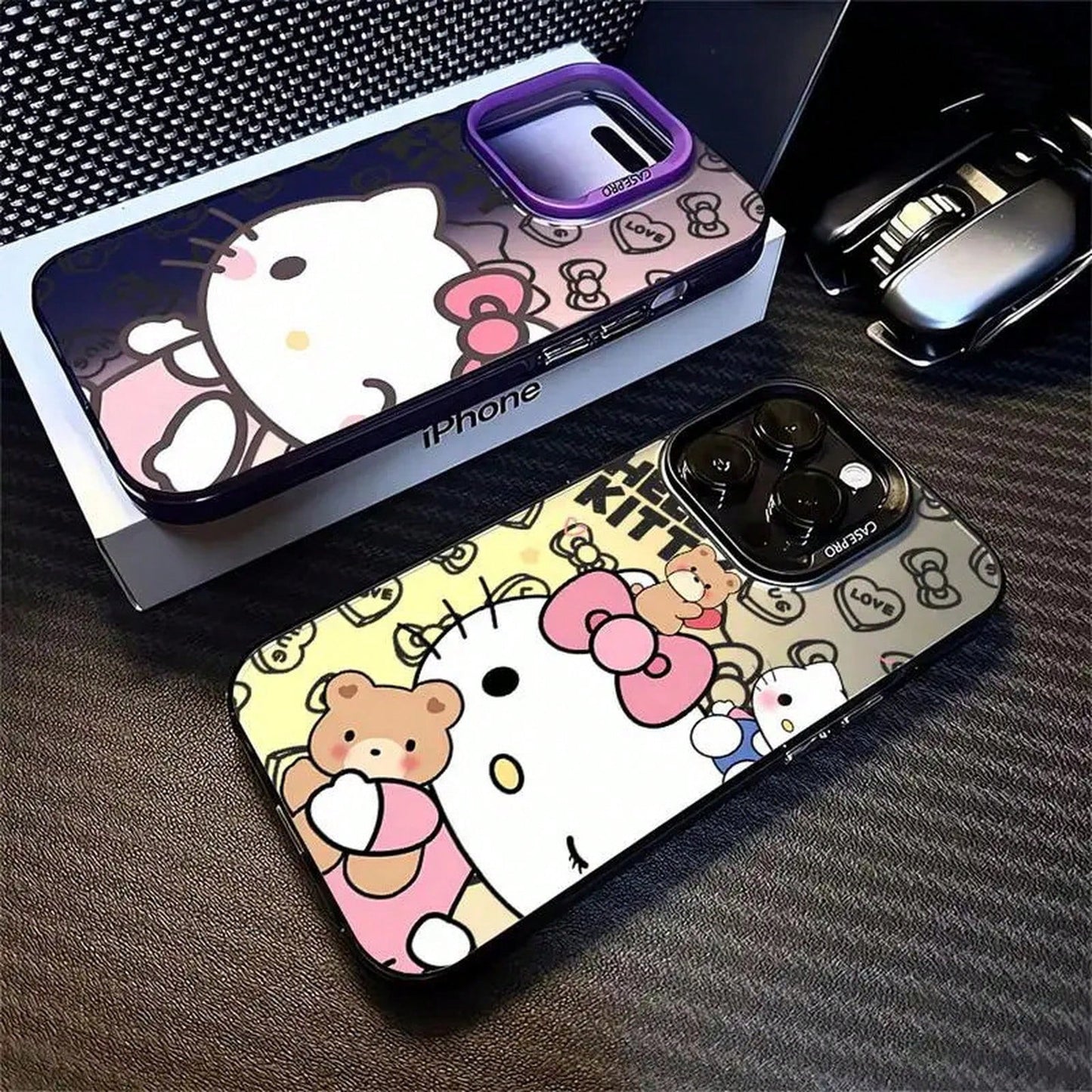 SANRIO 1pc Cute Bear Bow Print Shockproof Phone Cover, Electroplated Color Frame Anti-Drop Protective Cover Compatible With IPhone17/16/15/14/13/12/11 Pro Plus XR XS 8 SE, Y2K Unisex Accessory, Daily