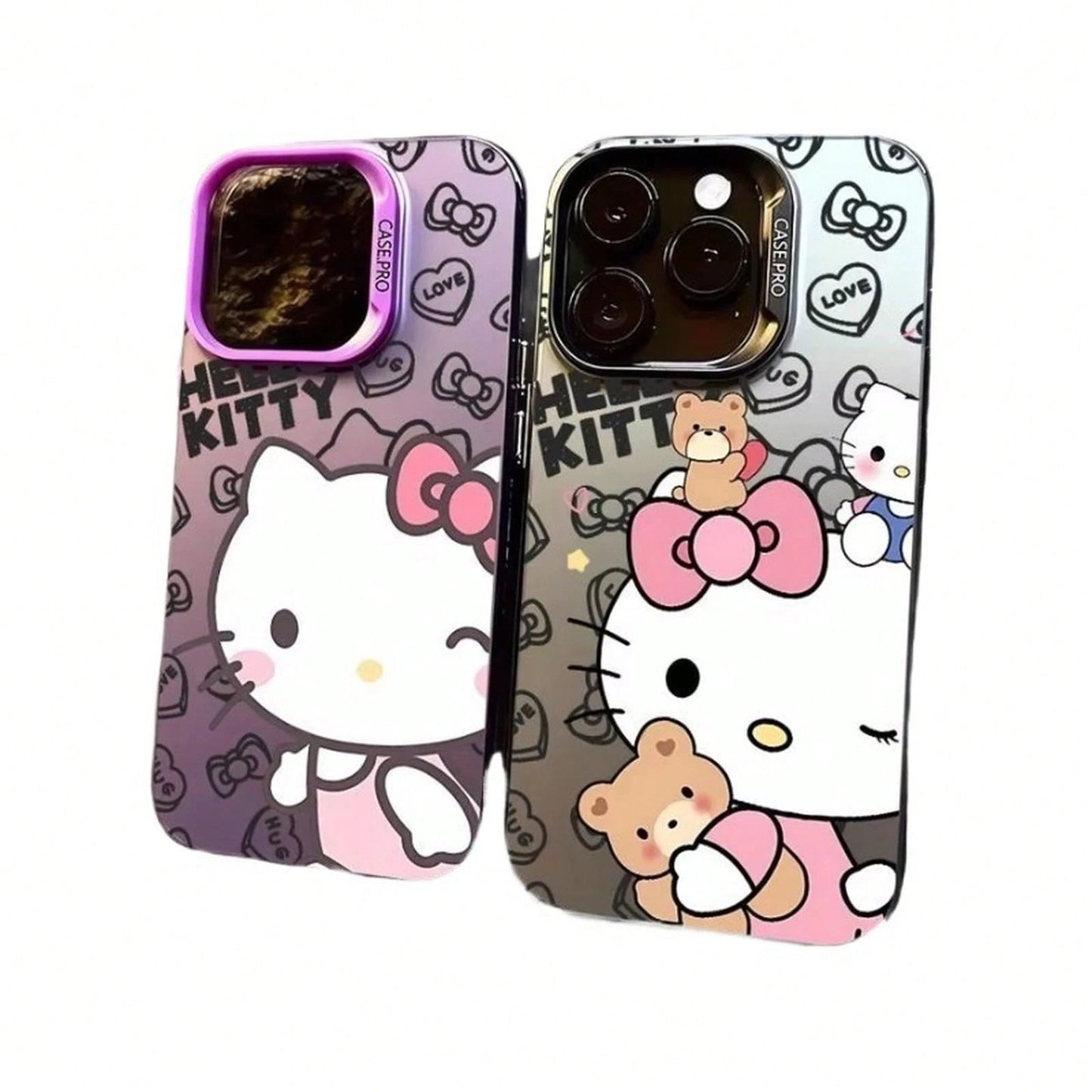 SANRIO 1pc Cute Bear Bow Print Shockproof Phone Cover, Electroplated Color Frame Anti-Drop Protective Cover Compatible With IPhone17/16/15/14/13/12/11 Pro Plus XR XS 8 SE, Y2K Unisex Accessory, Daily