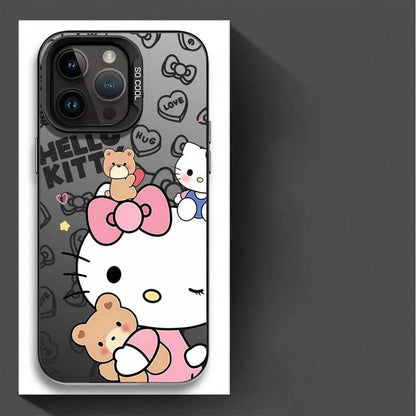 SANRIO 1pc Cute Bear Bow Print Shockproof Phone Cover, Electroplated Color Frame Anti-Drop Protective Cover Compatible With IPhone17/16/15/14/13/12/11 Pro Plus XR XS 8 SE, Y2K Unisex Accessory, Daily