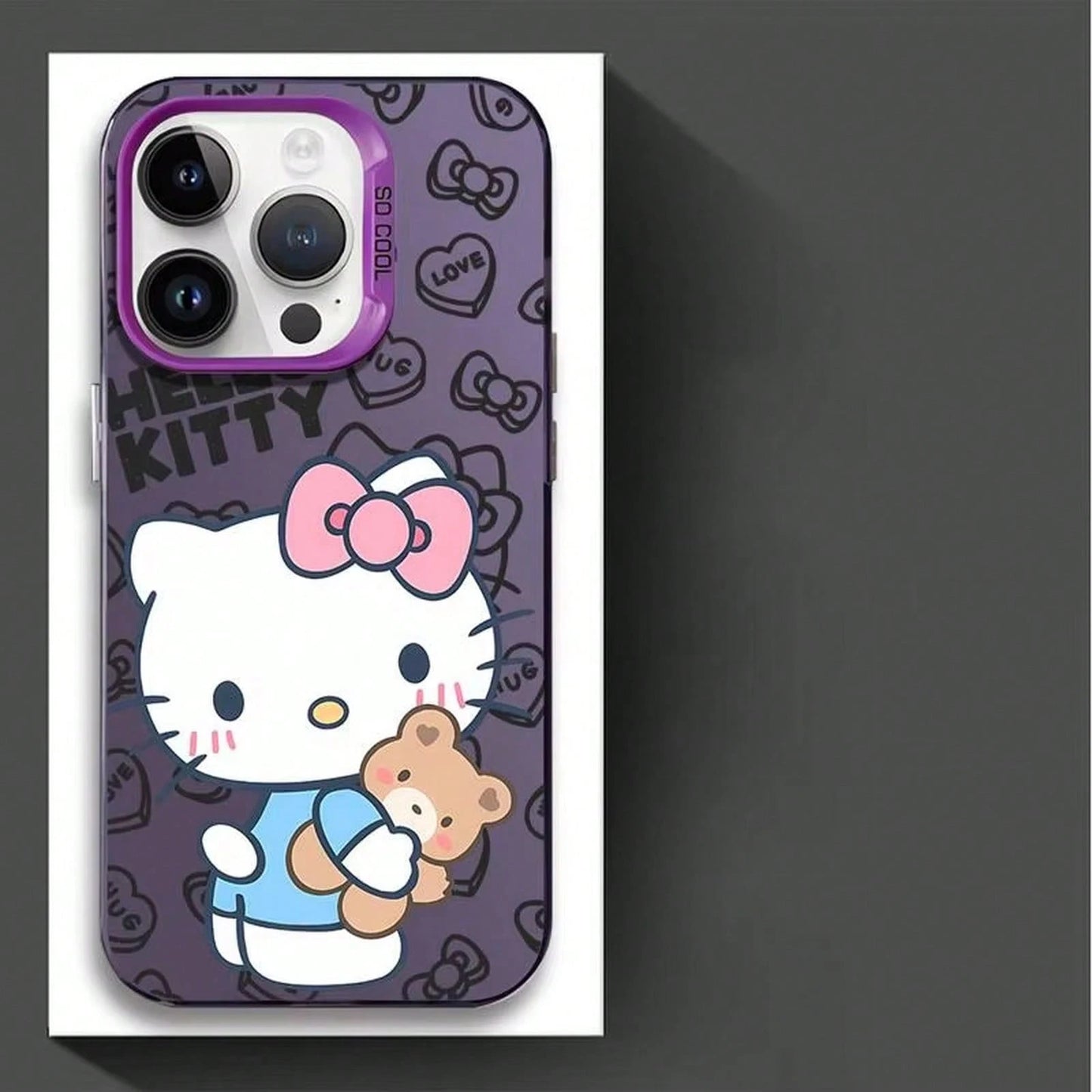 SANRIO 1pc Cute Bear Bow Print Shockproof Phone Cover, Electroplated Color Frame Anti-Drop Protective Cover Compatible With IPhone17/16/15/14/13/12/11 Pro Plus XR XS 8 SE, Y2K Unisex Accessory, Daily