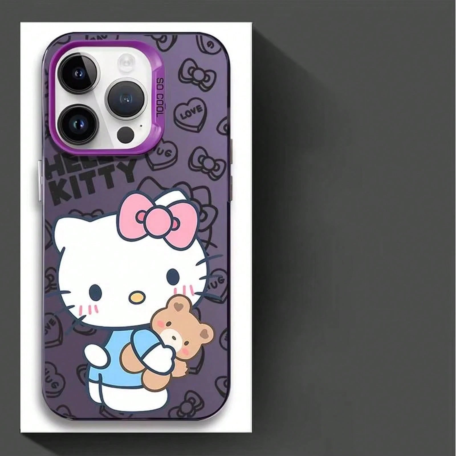 SANRIO 1pc Cute Bear Bow Print Shockproof Phone Cover, Electroplated Color Frame Anti-Drop Protective Cover Compatible With IPhone17/16/15/14/13/12/11 Pro Plus XR XS 8 SE, Y2K Unisex Accessory, Daily