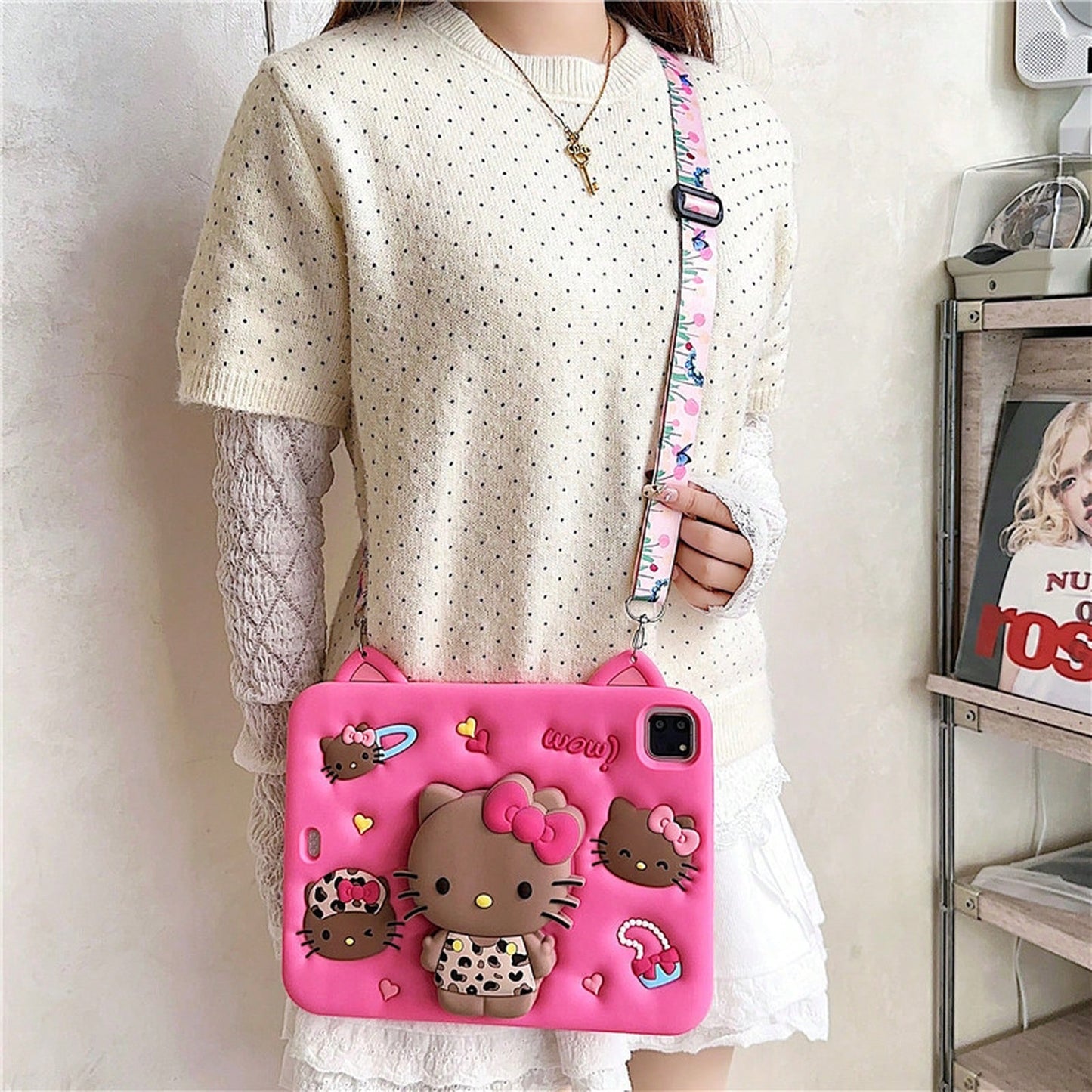 SANRIO Cute 3D Little Silicone Tablet Protective, Fit 11/12.9in, 6/5/4/3, 10/9/8/,/6 Models, Shockproof Protective Cover With Rotatable Kickstand, Unisex Digital Accessory Study, Travel & Daily Use
