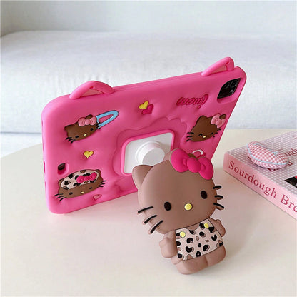 SANRIO Cute 3D Little Silicone Tablet Protective, Fit 11/12.9in, 6/5/4/3, 10/9/8/,/6 Models, Shockproof Protective Cover With Rotatable Kickstand, Unisex Digital Accessory Study, Travel & Daily Use