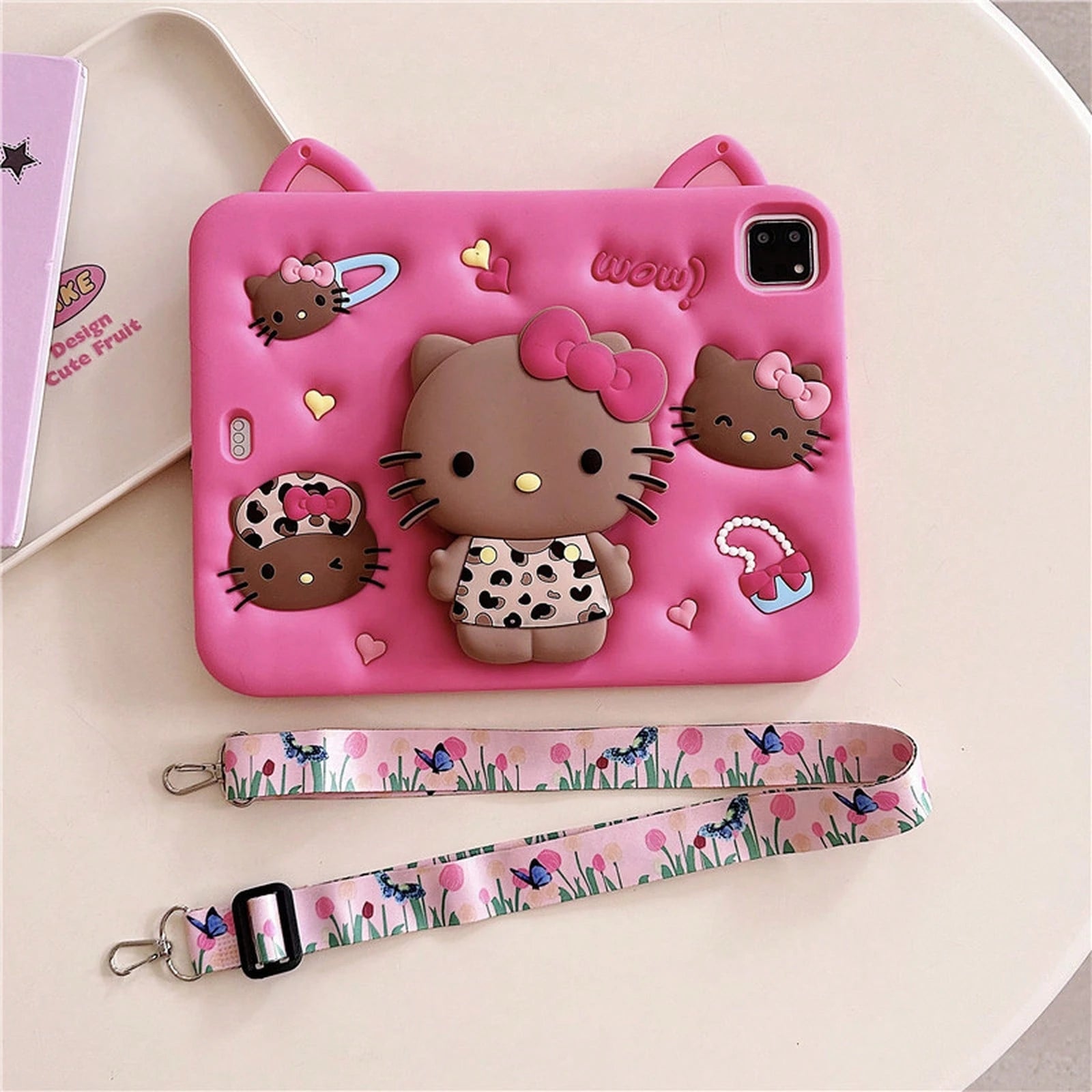 SANRIO Cute 3D Little Silicone Tablet Protective, Fit 11/12.9in, 6/5/4/3, 10/9/8/,/6 Models, Shockproof Protective Cover With Rotatable Kickstand, Unisex Digital Accessory Study, Travel & Daily Use