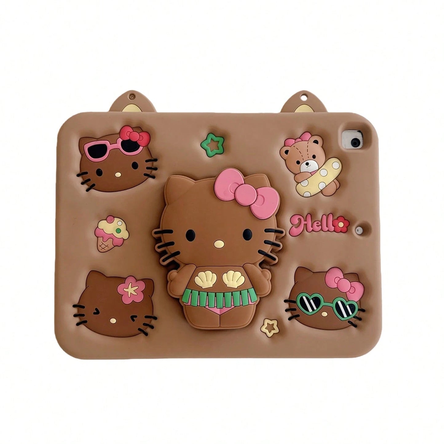 SANRIO Cute 3D Little Silicone Tablet Protective, Fit 11/12.9in, 6/5/4/3, 10/9/8/,/6 Models, Shockproof Protective Cover With Rotatable Kickstand, Unisex Digital Accessory Study, Travel & Daily Use