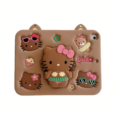 SANRIO Cute 3D Little Silicone Tablet Protective, Fit 11/12.9in, 6/5/4/3, 10/9/8/,/6 Models, Shockproof Protective Cover With Rotatable Kickstand, Unisex Digital Accessory Study, Travel & Daily Use