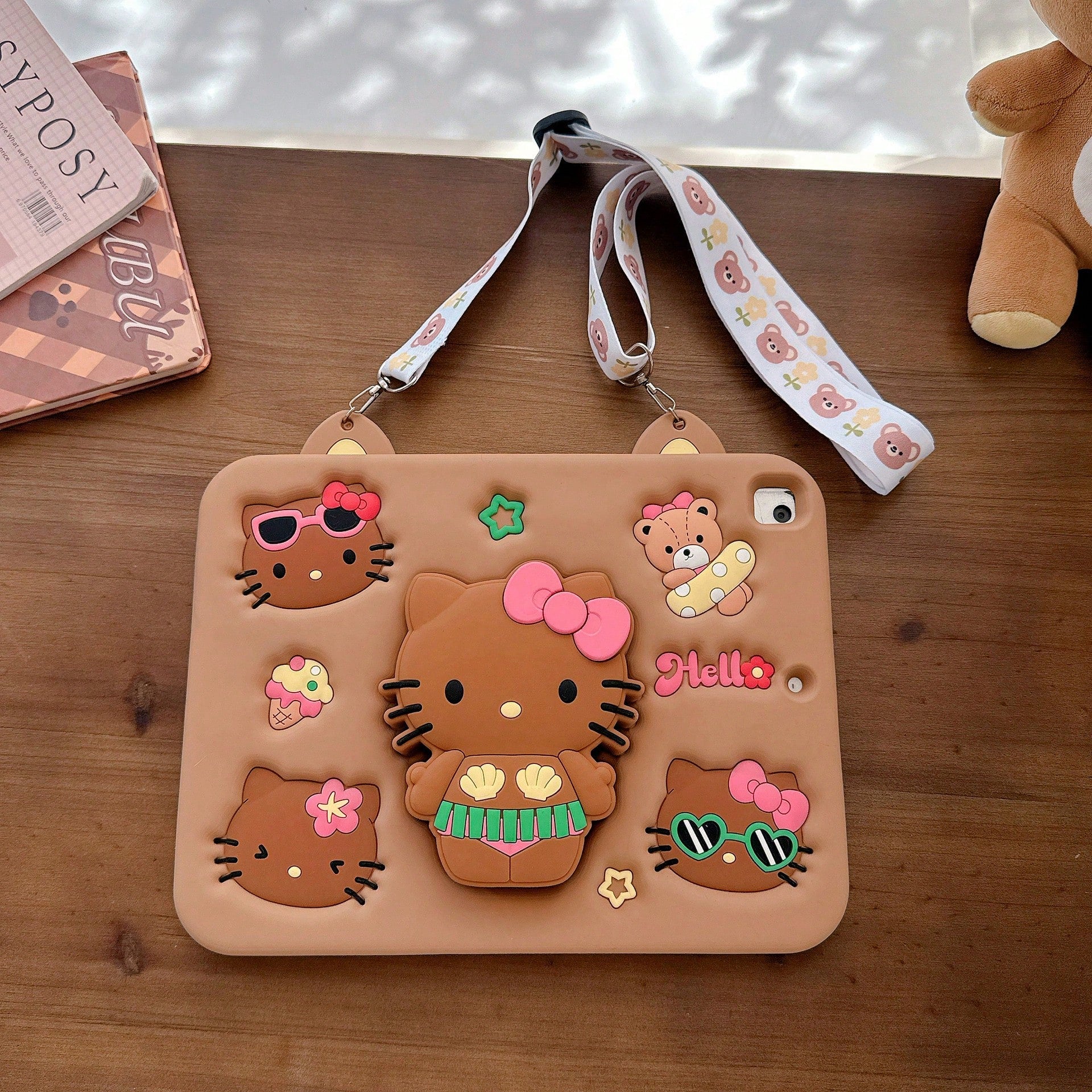 SANRIO Cute 3D Little Silicone Tablet Protective, Fit 11/12.9in, 6/5/4/3, 10/9/8/,/6 Models, Shockproof Protective Cover With Rotatable Kickstand, Unisex Digital Accessory Study, Travel & Daily Use