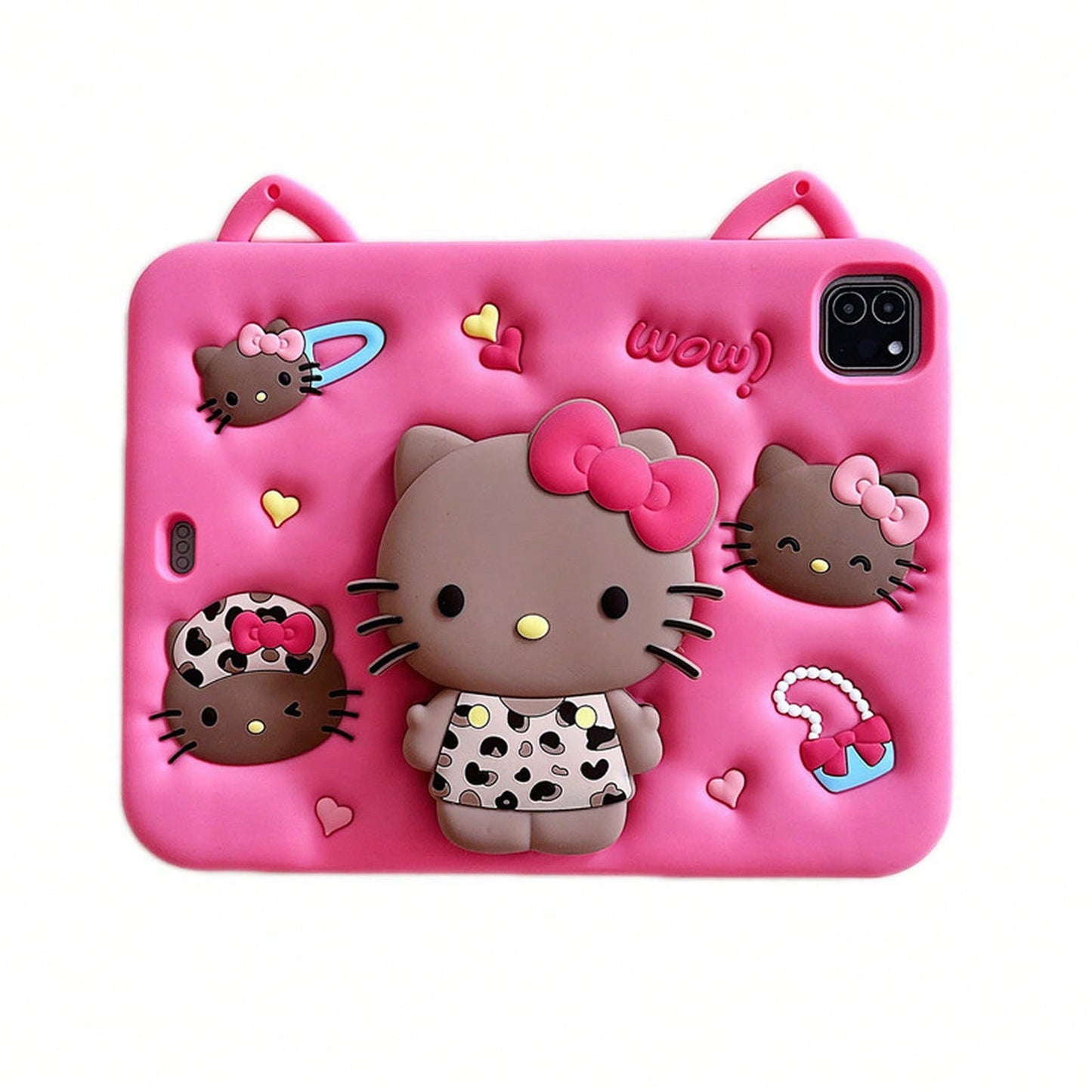 SANRIO Cute 3D Little Silicone Tablet Protective, Fit 11/12.9in, 6/5/4/3, 10/9/8/,/6 Models, Shockproof Protective Cover With Rotatable Kickstand, Unisex Digital Accessory Study, Travel & Daily Use