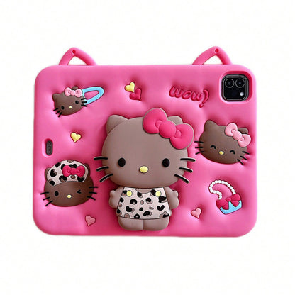 SANRIO Cute 3D Little Silicone Tablet Protective, Fit 11/12.9in, 6/5/4/3, 10/9/8/,/6 Models, Shockproof Protective Cover With Rotatable Kickstand, Unisex Digital Accessory Study, Travel & Daily Use