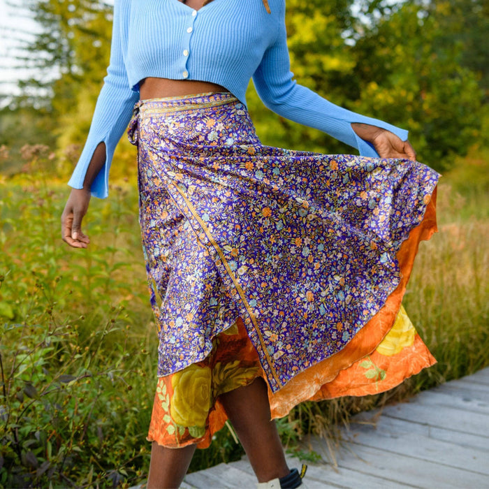 Sari Wrap Skirt: Cool Tones / Maxi / 08-20