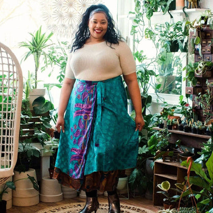Sari Wrap Skirt: Cool Tones / Tea / 02-12