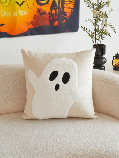 Seasonal Commute Halloween Ghost Embroidery Pillowcase, 1pc, Home Decor For Party, Bedroom, Living Room, Indoor