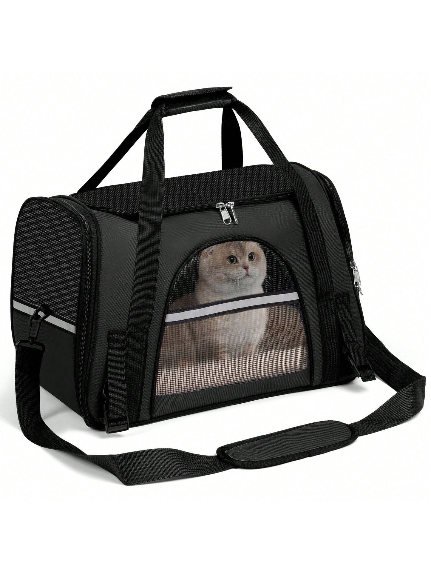 Secure Zipper Anti-Escape Pet Carrier Backpack| Spacious Ventilated Foldable Cat/Dog Travel Bag| Car & Airline Approved Collapsible Cage With Breathable Design