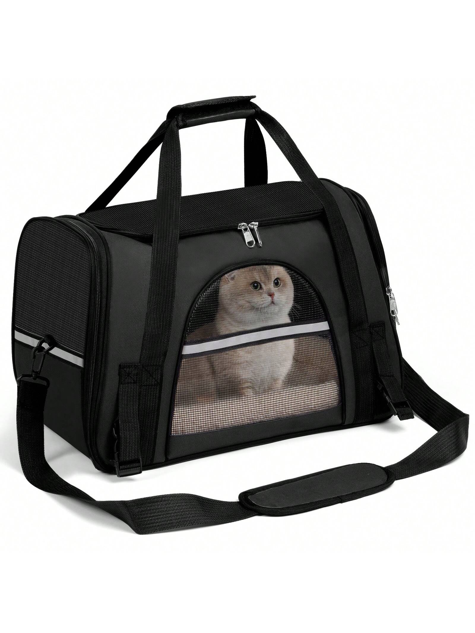Secure Zipper Anti-Escape Pet Carrier Backpack| Spacious Ventilated Foldable Cat/Dog Travel Bag| Car & Airline Approved Collapsible Cage With Breathable Design