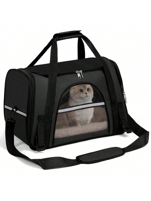 Secure Zipper Anti-Escape Pet Carrier Backpack| Spacious Ventilated Foldable Cat/Dog Travel Bag| Car & Airline Approved Collapsible Cage With Breathable Design