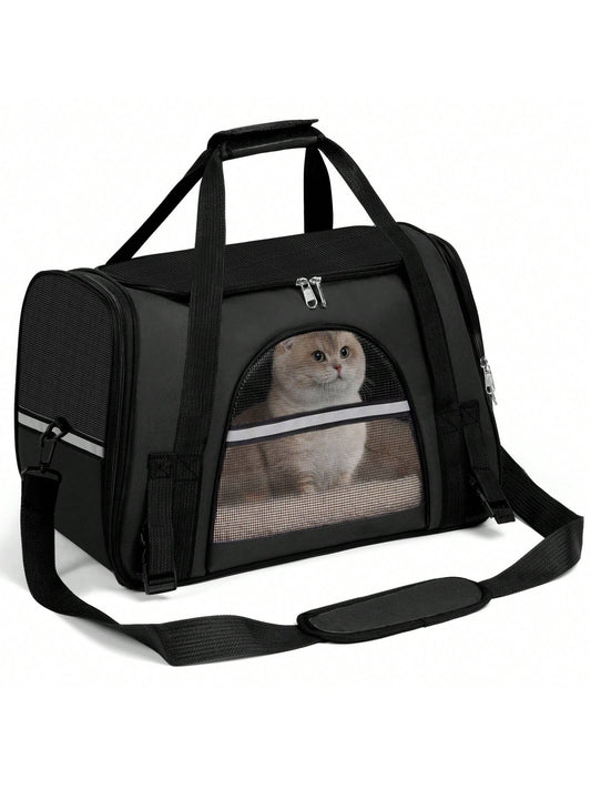 Secure Zipper Anti-Escape Pet Carrier Backpack| Spacious Ventilated Foldable Cat/Dog Travel Bag| Car & Airline Approved Collapsible Cage With Breathable Design