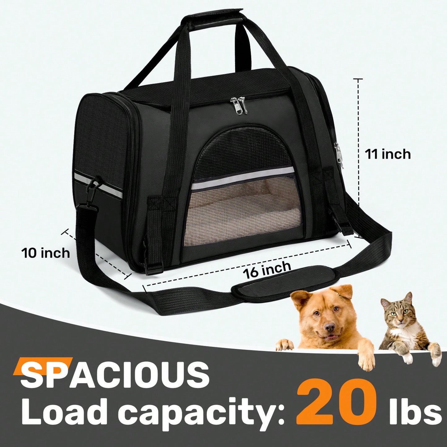 Secure Zipper Anti-Escape Pet Carrier Backpack| Spacious Ventilated Foldable Cat/Dog Travel Bag| Car & Airline Approved Collapsible Cage With Breathable Design