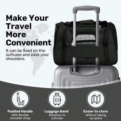 Secure Zipper Anti-Escape Pet Carrier Backpack| Spacious Ventilated Foldable Cat/Dog Travel Bag| Car & Airline Approved Collapsible Cage With Breathable Design