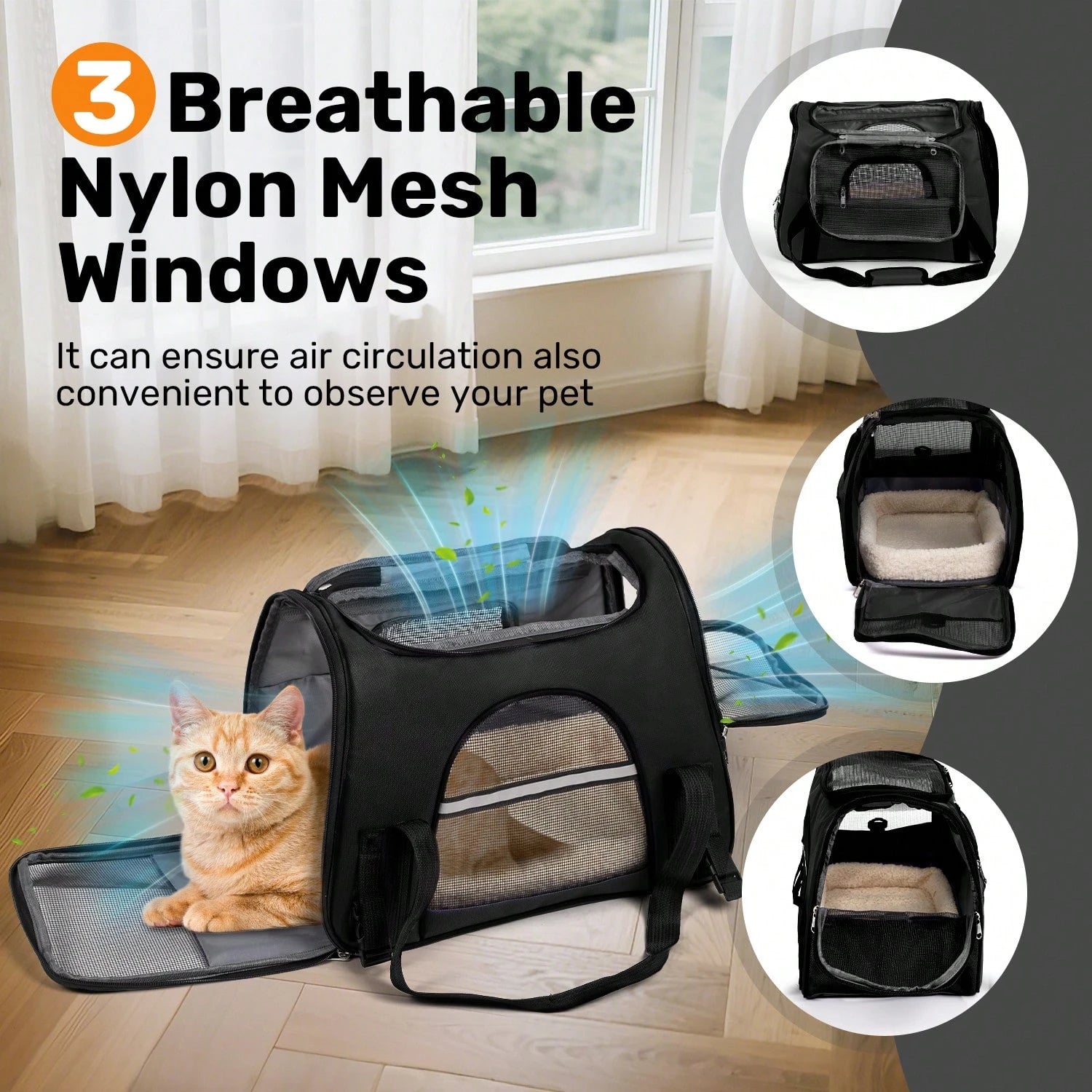 Secure Zipper Anti-Escape Pet Carrier Backpack| Spacious Ventilated Foldable Cat/Dog Travel Bag| Car & Airline Approved Collapsible Cage With Breathable Design