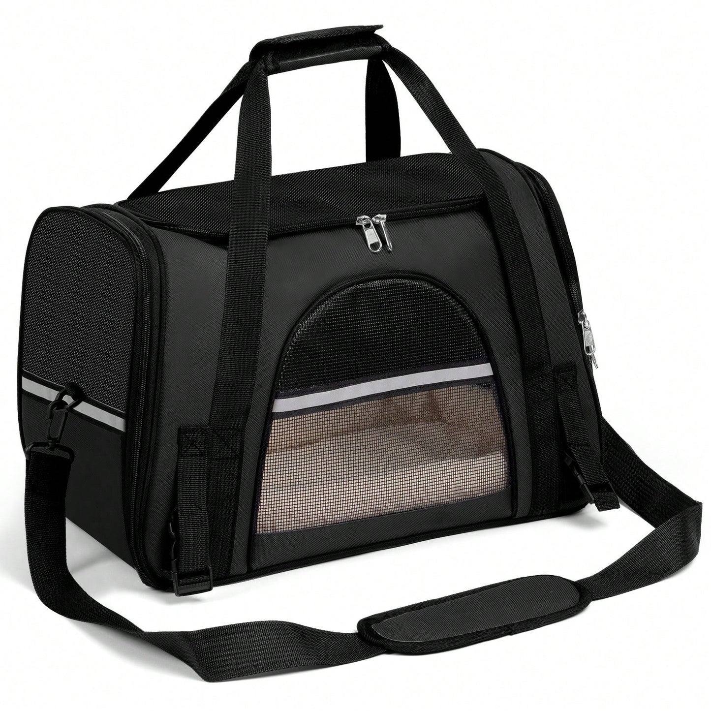 Secure Zipper Anti-Escape Pet Carrier Backpack| Spacious Ventilated Foldable Cat/Dog Travel Bag| Car & Airline Approved Collapsible Cage With Breathable Design