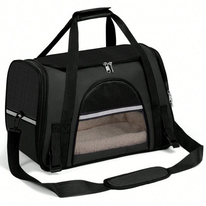Secure Zipper Anti-Escape Pet Carrier Backpack| Spacious Ventilated Foldable Cat/Dog Travel Bag| Car & Airline Approved Collapsible Cage With Breathable Design
