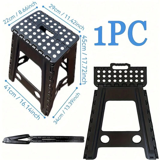 Senmeo 17.7 Inch Heavy-Duty Plastic Folding Step Stool, Anti-Wobble Compact Organizer For Bathroom/Kitchen/Bedroom