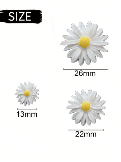 Set Of 3pcs/6pcs White Daisy Flower Car Fragrance Air Vent Clip, Car Interior Decor Accessory