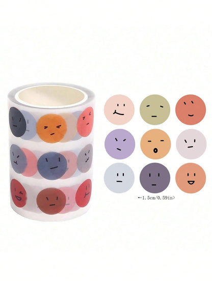 Set Of 500 Smile Face Expression Stickers, Creative Round Cute Sticker Decals For Decoration Of Small Designs, Bullet Journal Accessories Material, Diary Mood Recording Stickers