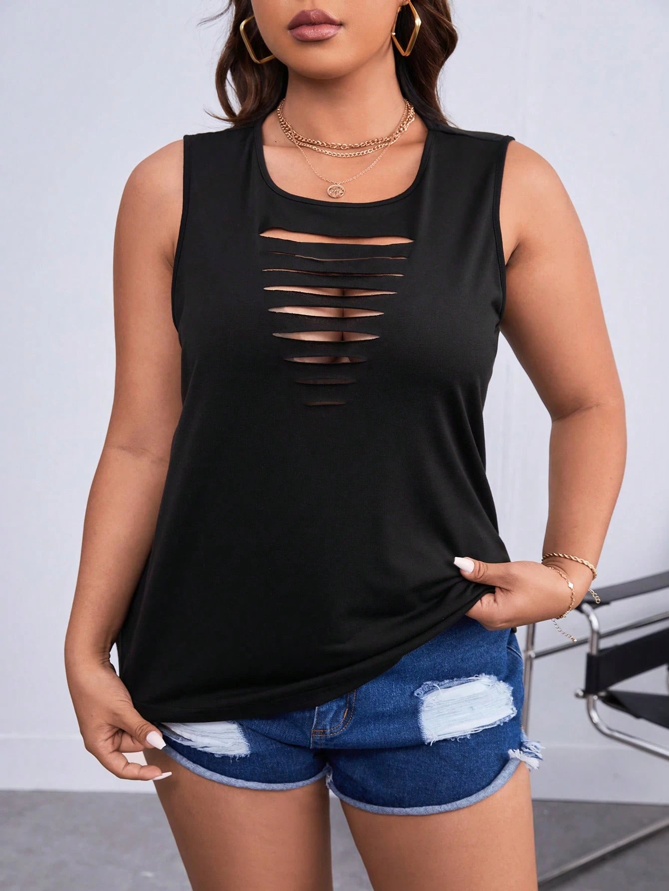 Shapeblank Plus Ladder Cut Out Tank Top