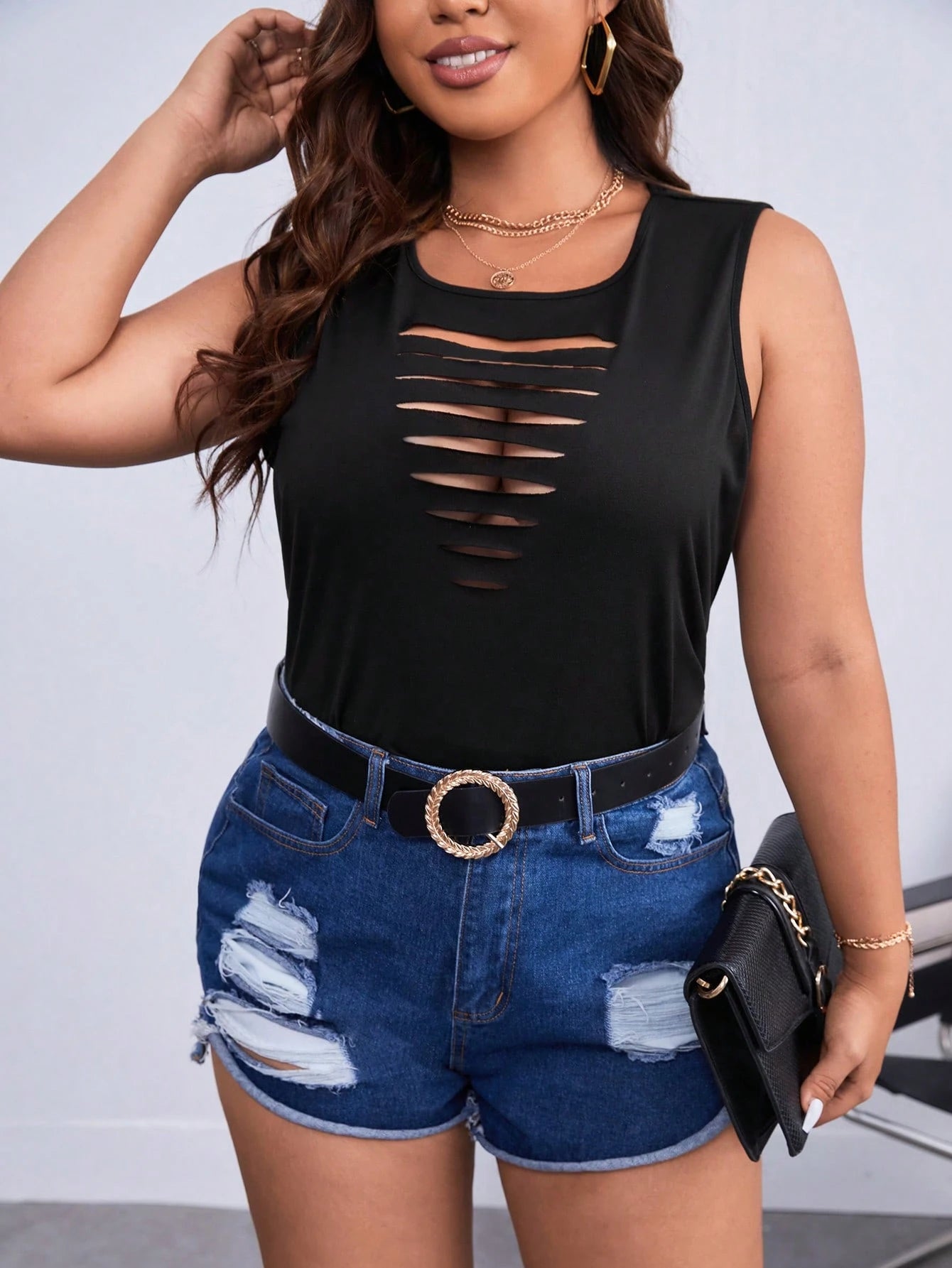 Shapeblank Plus Ladder Cut Out Tank Top