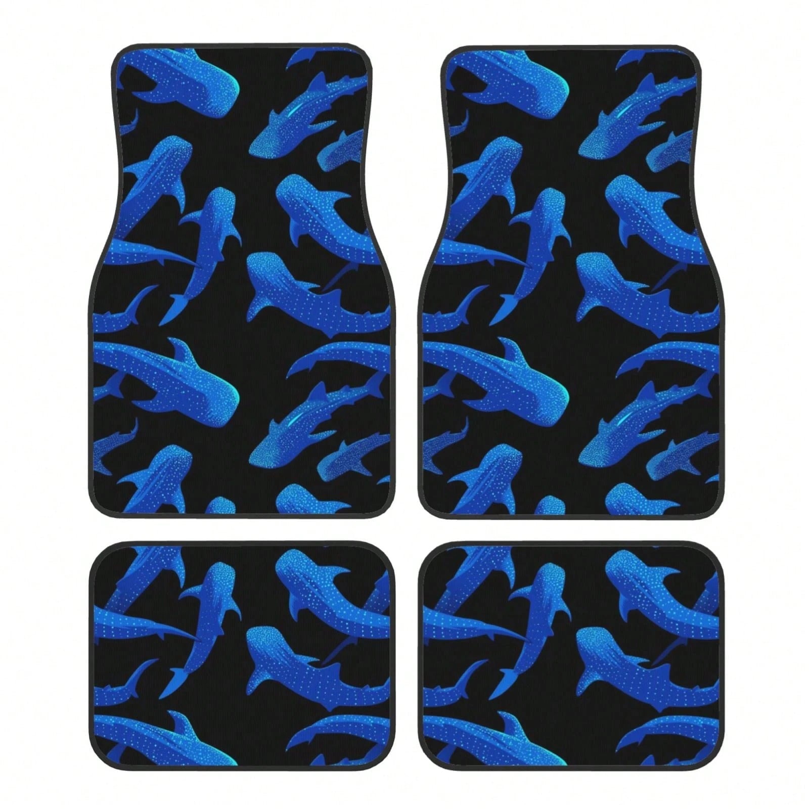 Shark Whale 4-Piece Car Floor Mats For Most Vehicles – Rubber Backing,Durable & Stylish Auto Interior Accessories