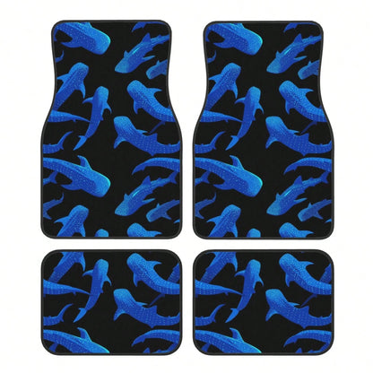 Shark Whale 4-Piece Car Floor Mats For Most Vehicles – Rubber Backing,Durable & Stylish Auto Interior Accessories