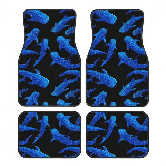 Shark Whale 4-Piece Car Floor Mats For Most Vehicles – Rubber Backing,Durable & Stylish Auto Interior Accessories