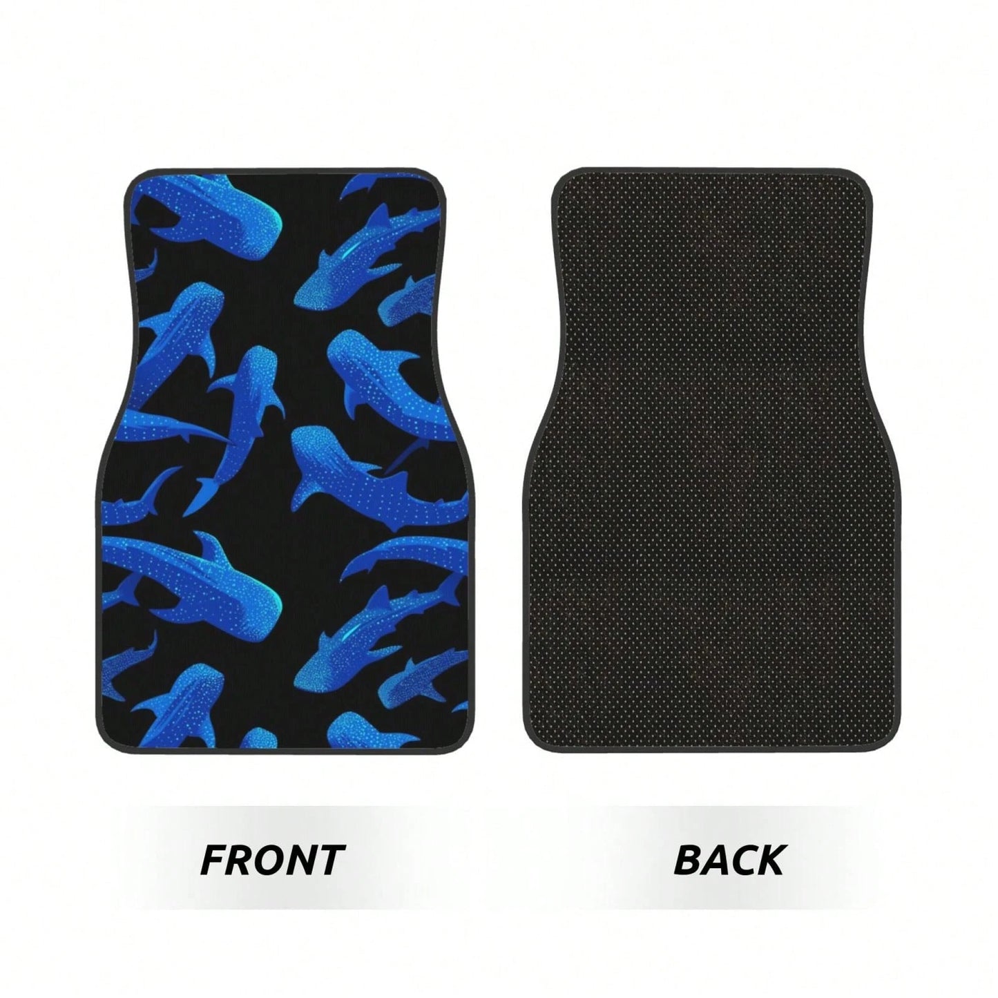 Shark Whale 4-Piece Car Floor Mats For Most Vehicles – Rubber Backing,Durable & Stylish Auto Interior Accessories